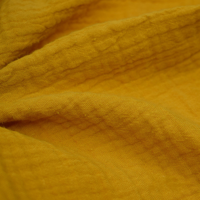 Il filato ha tinto il tessuto giallo di Gauze Fabric Crinkle Double Gauze di crêpe 130GSM