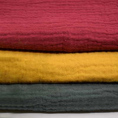 Il filato ha tinto il tessuto giallo di Gauze Fabric Crinkle Double Gauze di crêpe 130GSM