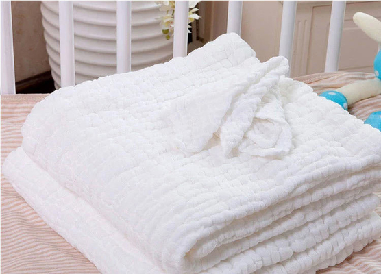 crêpe bianco della fibra di Gauze Fabric No Fluorescent Agent del bambino della grinza 32S