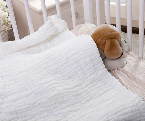 crêpe bianco della fibra di Gauze Fabric No Fluorescent Agent del bambino della grinza 32S