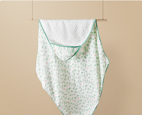 Il bello bambù floreale verde del cotone di Gauze Fabric 190gsm fascia la coperta
