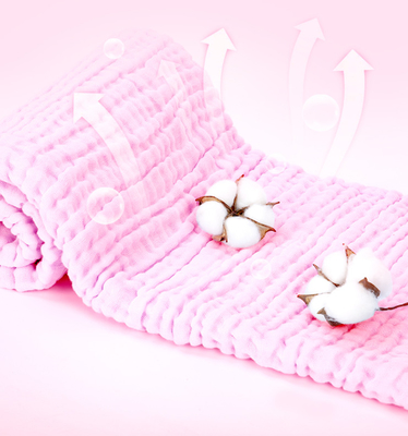 Rosa che tinge la coperta naturale dei bambini della primavera di Gauze Fabric Multilayer 40S 210GSM