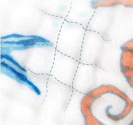 Fiore blu che stampa il tessuto infantile naturale della lettiera di Gauze Fabric 40S 250GSM