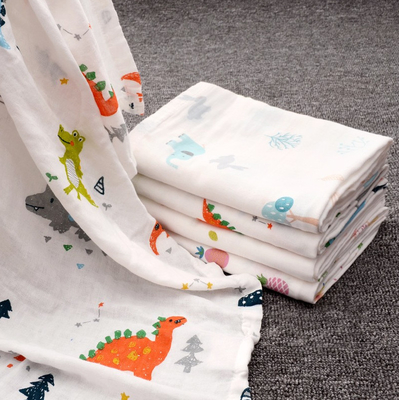 Stampa reattiva pettinata di Gauze Fabric Red Lovely Dinosaur del doppio organico del cotone