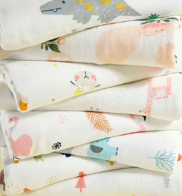 Stampa reattiva pettinata di Gauze Fabric Red Lovely Dinosaur del doppio organico del cotone