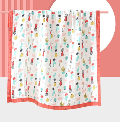 Il fumetto 100% di Gauze Fabric Baby Swaddle Blanket di 4 strati del cotone 40S ha stampato