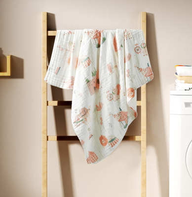 Il fumetto 100% di Gauze Fabric Baby Swaddle Blanket di 4 strati del cotone 40S ha stampato