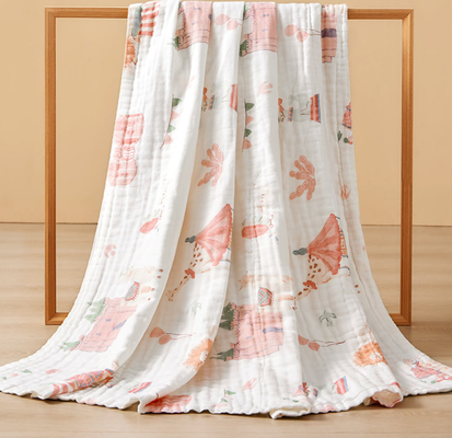 Il fumetto 100% di Gauze Fabric Baby Swaddle Blanket di 4 strati del cotone 40S ha stampato