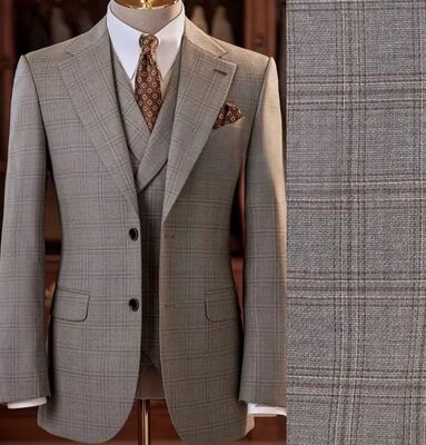 12% di lana TR Check Suiting tessuto mescola eleganza classica con raffinatezza moderna.