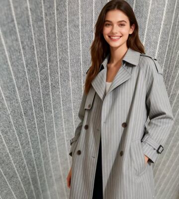 25% Rayon 75% Poliestere Tessuto per cappotto RT a righe verticali 230 gsm
