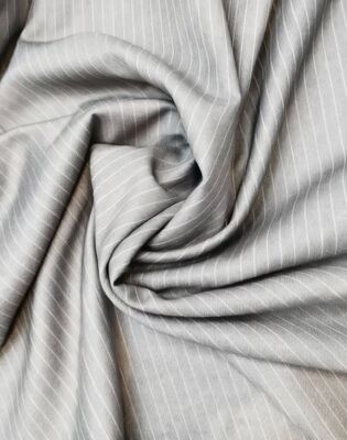 27%Rayon 73%Polyester 220gm Rayon a righe grigio-bianco/Polyester Costume Fabric