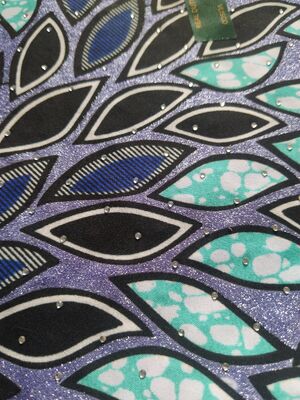 Tessuto di stampa in cera africana con strass fissi a caldo 91% cotone 9% spandex, elevata resistenza alle rughe, eccellente recupero elastico