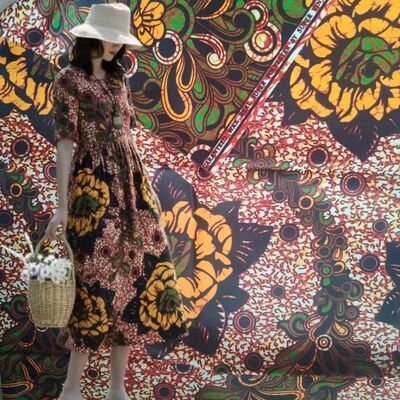 Tessuto stampato in cera africana al 100% di cotone con colori vivaci e alta resistenza alle rughe per gli stili Ankara e Kitenge