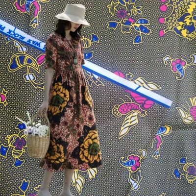 Tessuto stampato in cera africana al 100% di cotone con colori vivaci e alta resistenza alle rughe per gli stili Ankara e Kitenge
