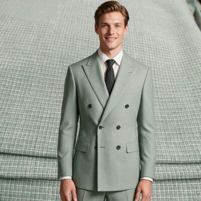 Tessuto da abito TR da 240 g/m² con sottile motivo a quadri - Tessuto per uniforme 85% poliestere 11% rayon 4% spandex