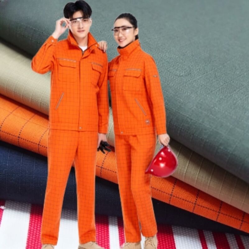 Anti-Static Grid Anti-Tear 150gm Indumenti da lavoro Tessuto CVC Miscela per uniformi professionali